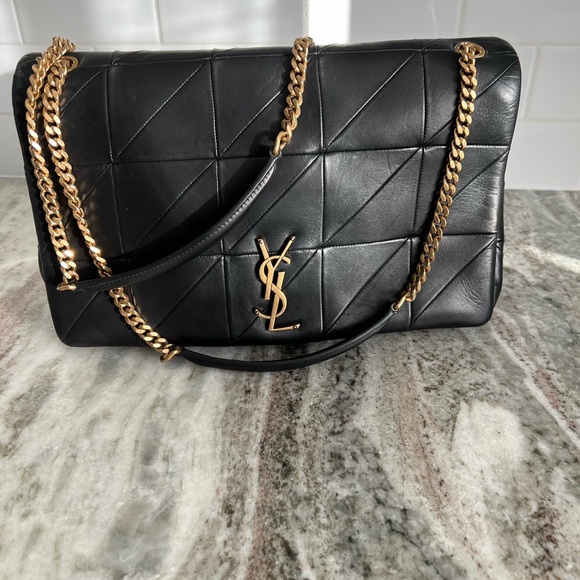 Yves Saint Laurent Handbags - Yves Saint Laurent Black Leather Shoulder Bag with Gold Chain